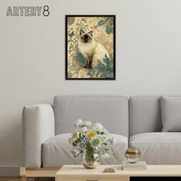 "Artery8 Ragdoll Cat Modern Art Nouveau Framed Canvas Wall Art Print - Size: W24"" x H32""" - thumbnail 3