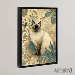 "Artery8 Ragdoll Cat Modern Art Nouveau Framed Canvas Wall Art Print - Size: W24"" x H32""" - thumbnail 2