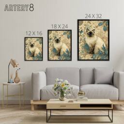 "Artery8 Ragdoll Cat Modern Art Nouveau Framed Canvas Wall Art Print - Size: W24"" x H32""" - thumbnail 4