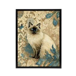 "Artery8 Ragdoll Cat Modern Art Nouveau Framed Canvas Wall Art Print - Size: W24"" x H32""" - thumbnail 1