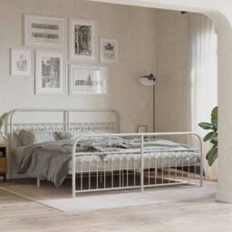 Berkfield Home Metal Bed Frame without Mattress with Footboard White 183x203cm - Size: 183x203 cm - thumbnail 2