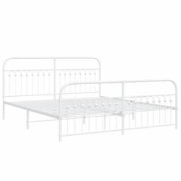 Berkfield Home Metal Bed Frame without Mattress with Footboard White 183x203cm - Size: 183x203 cm - thumbnail 3