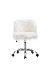 Comfy Fluffy Faux Fur Armless Office Chair in White - thumbnail 3