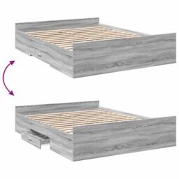 Berkfield Home Bed Frame w/Drawers Frame Grey Sonoma 150x200 cm King Size - thumbnail 7
