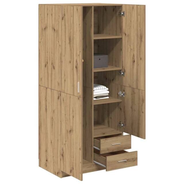 Berkfield Home Wardrobe Artisian Oak 80x52x180 cm Engineered Wood in Brown - Size: 80 x 52 x 180 cm - image 1