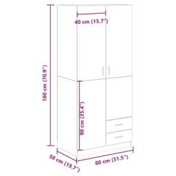 Berkfield Home Wardrobe Artisian Oak 80x52x180 cm Engineered Wood in Brown - Size: 80 x 52 x 180 cm - thumbnail 9