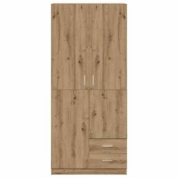 Berkfield Home Wardrobe Artisian Oak 80x52x180 cm Engineered Wood in Brown - Size: 80 x 52 x 180 cm - thumbnail 4
