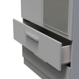 Ready Assembled 2 U Trent 2 Door 2 Drawer Mirrored Robe (Ready Assembled) in Dark Grey - Size: Large - thumbnail 7