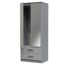 Ready Assembled 2 U Trent 2 Door 2 Drawer Mirrored Robe (Ready Assembled) in Dark Grey - Size: Large - thumbnail 6