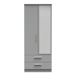 Ready Assembled 2 U Trent 2 Door 2 Drawer Mirrored Robe (Ready Assembled) in Dark Grey - Size: Large - thumbnail 2