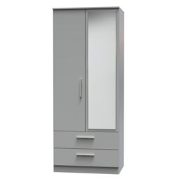 Ready Assembled 2 U Trent 2 Door 2 Drawer Mirrored Robe (Ready Assembled) in Dark Grey - Size: Large - thumbnail 4