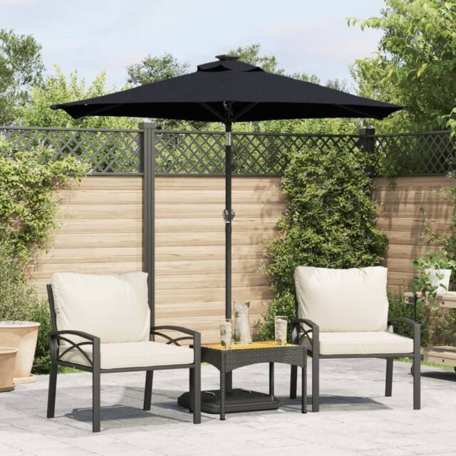 Berkfield Home Garden Parasol with Steel Pole Black 225x225x212 cm - Size: 225 x 225 x 212 cm - image 1