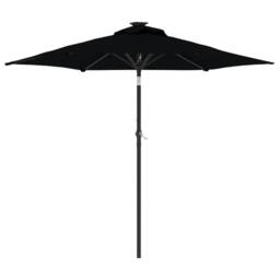 Berkfield Home Garden Parasol with Steel Pole Black 225x225x212 cm - Size: 225 x 225 x 212 cm - thumbnail 2