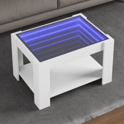 Berkfield Home Coffee Table with LED White 73x53x45 cm Engineered Wood - Size: 73 x 53 x 45 cm - thumbnail 1