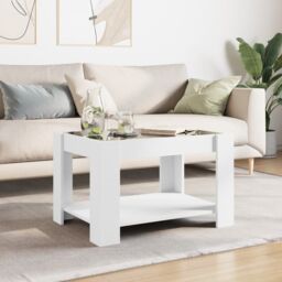 Berkfield Home Coffee Table with LED White 73x53x45 cm Engineered Wood - Size: 73 x 53 x 45 cm - thumbnail 4