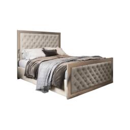Casani Lapworth Upholstered Soft Velvet Beige Metal Designer Bed Frame in Cream - Size: Super King - thumbnail 3