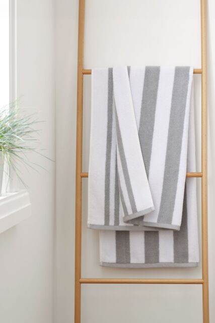 Bianca 'Reversible Stripe' Cotton Jacquard Bath Towel in Grey - image 1