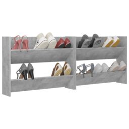 Berkfield Home Wall Shoe Cabinets 2 pcs Concrete Grey 80x18x60 cm Engineered Wood - Size: 80 x 18 x 60 cm - thumbnail 4