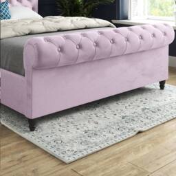 Casani Stourpaine Sleigh Upholstered Pink Soft Velvet Designer Bed Frame - Size: Small Double - thumbnail 7
