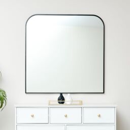 Melody Maison Large Black Curved Square Arched Overmantle Mirror 100cm X 100cm in Jet Black - Size: 100 cm X 100 cm - thumbnail 1