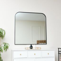 Melody Maison Large Black Curved Square Arched Overmantle Mirror 100cm X 100cm in Jet Black - Size: 100 cm X 100 cm - thumbnail 6