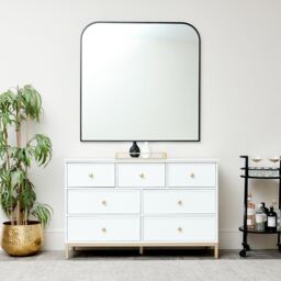 Melody Maison Large Black Curved Square Arched Overmantle Mirror 100cm X 100cm in Jet Black - Size: 100 cm X 100 cm - thumbnail 3