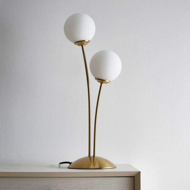 K LIVING Mabel 2 Light Satin Brass Table Lamp in Gold - image 1