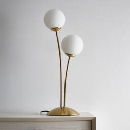 K LIVING Mabel 2 Light Satin Brass Table Lamp in Gold - thumbnail 1