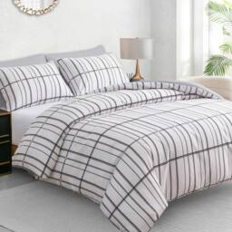 Pamposh Microfibre Duvet Cover Set King Size Reversible Bedding Sets in White - Size: Double - thumbnail 3