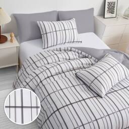 Pamposh Microfibre Duvet Cover Set King Size Reversible Bedding Sets in White - Size: Double - thumbnail 5