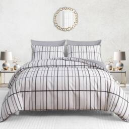 Pamposh Microfibre Duvet Cover Set King Size Reversible Bedding Sets in White - Size: Double - thumbnail 2
