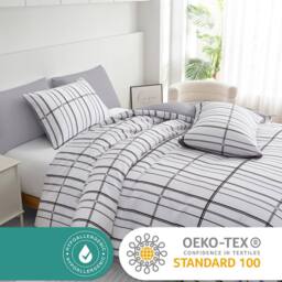 Pamposh Microfibre Duvet Cover Set King Size Reversible Bedding Sets in White - Size: Double - thumbnail 6