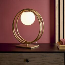 Netlighting 'BERGAMO' Non Dimmable Stylish Contemporary 1 Light Glass Table Lamp in Gold - thumbnail 2