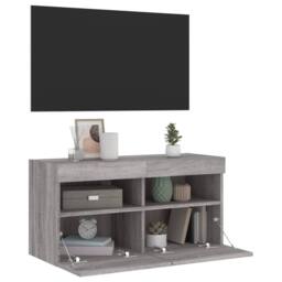 Berkfield Home TV Wall Cabinet with LED Lights Grey Sonoma 80x30x40 cm - Size: 80 x 30 x 40 cm - thumbnail 7