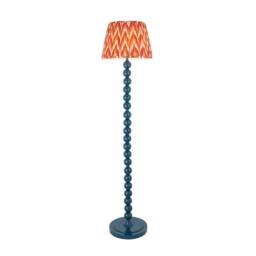 Netlighting Higgledy Gloss Blue Floor Lamp Orange Fabric Zigzag Shade 35cm E27