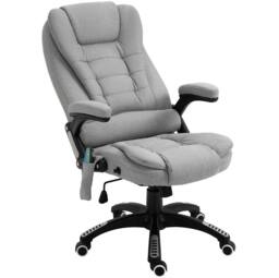 STILVORA Office Chair with Massage & Heated Back in Grey Linen - thumbnail 3