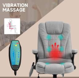 STILVORA Office Chair with Massage & Heated Back in Grey Linen - thumbnail 4