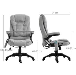 STILVORA Office Chair with Massage & Heated Back in Grey Linen - thumbnail 2