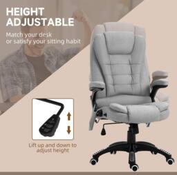 STILVORA Office Chair with Massage & Heated Back in Grey Linen - thumbnail 5