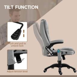 STILVORA Office Chair with Massage & Heated Back in Grey Linen - thumbnail 6