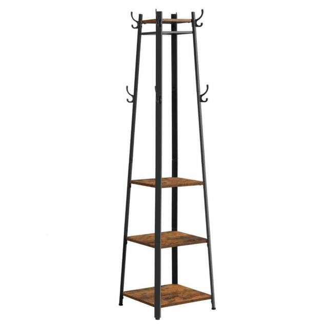 Kelvenix Rustic Brown Clothes Rack with 3 Tier Shelf - image 1