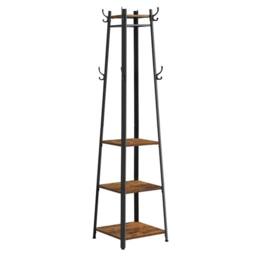 Kelvenix Rustic Brown Clothes Rack with 3 Tier Shelf