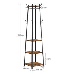 Kelvenix Rustic Brown Clothes Rack with 3 Tier Shelf - thumbnail 2
