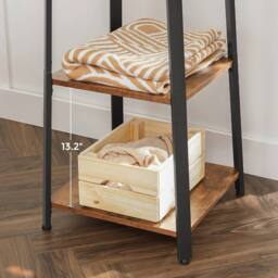 Kelvenix Rustic Brown Clothes Rack with 3 Tier Shelf - thumbnail 4