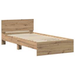 Berkfield Home Bed Frame with Headboard Artisan Oak 100 x 200 cm in Brown - thumbnail 1