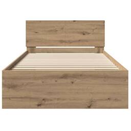 Berkfield Home Bed Frame with Headboard Artisan Oak 100 x 200 cm in Brown - thumbnail 5