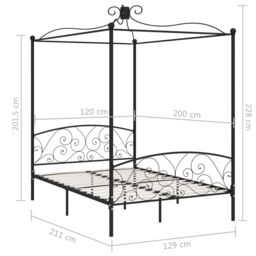 Berkfield Home Canopy Bed Frame Black Metal 120x200 cm - Size: Small Double - thumbnail 6