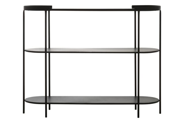 Orsina Console Table, Black Console Table with Glass Top, Glass & Metal Console Table, Three Tier Hallway Table - image 1