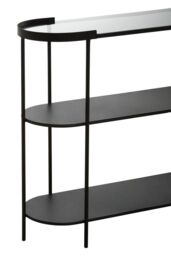 Orsina Console Table, Black Console Table with Glass Top, Glass & Metal Console Table, Three Tier Hallway Table - thumbnail 6