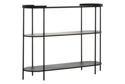 Orsina Console Table, Black Console Table with Glass Top, Glass & Metal Console Table, Three Tier Hallway Table - thumbnail 3